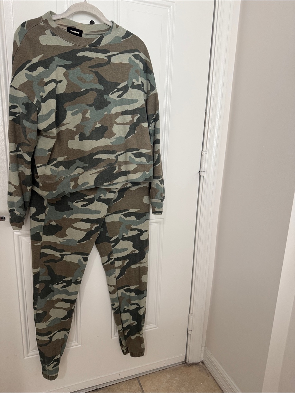 Monrow Camo Lounge Set in Green and Khaki